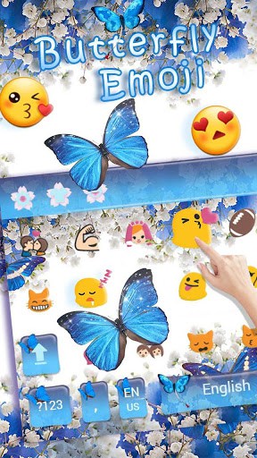 蓝色蝴蝶满天星键盘主题 + 满天星花朵键盘壁纸 screenshot 3