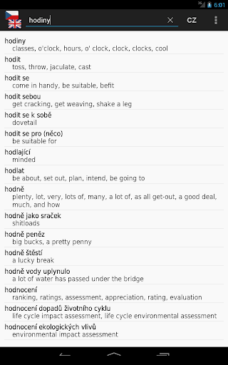 Czech-English offline dict. screenshot 2