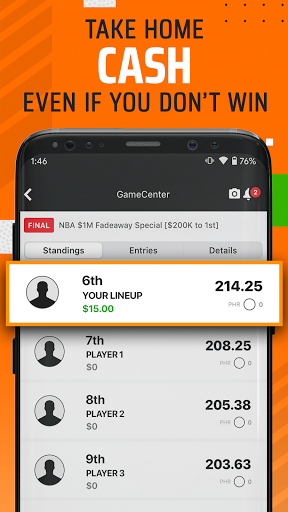 DraftKings - Daily Fantasy Football for Cash screenshot 1